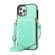 iPhone 12 Pro Max Rhombic Texture RFID Phone Case with Lanyard & Mirror - Mint Green