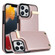 iPhone 12 Pro Max Metal Buckle Card Slots Phone Case - Rose Gold