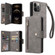 iPhone 12 Pro Max Rivet Buckle 9 Cards Three Fold Leather Phone Case - Grey