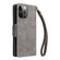 iPhone 12 Pro Max Rivet Buckle 9 Cards Three Fold Leather Phone Case - Grey