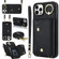 iPhone 12 Pro Max Zipper Card Bag Phone Case with Dual Lanyard - Black