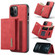 iPhone 12 Pro Max DG.MING M1 Series 3-Fold Multi Card Wallet + Magnetic Back Cover Shockproof Case with Holder Function - Red