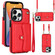 iPhone 12 Pro Max RFID Card Slot Phone Case with Long Lanyard - Red