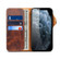 iPhone 12 Pro Max Denior Oil Wax Cowhide Magnetic Button Genuine Leather Case - Brown