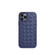 iPhone 12 Pro Max Woven Texture Sheepskin Leather Back Cover Full-wrapped Shockproof Case - Blue