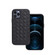 iPhone 12 Pro Max Woven Texture Sheepskin Leather Back Cover Full-wrapped Shockproof Case - Black