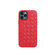 iPhone 12 Pro Max Woven Texture Sheepskin Leather Back Cover Full-wrapped Shockproof Case - Red