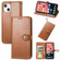 iPhone 13 mini  Solid Color Leather Buckle Phone Case with Lanyard & Photo Frame & Card Slot & Wallet & Stand Function - Brown