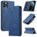 iPhone 13 mini Skin-feel Calfskin Texture Magnetic Dual-Fold Horizontal Flip Leather Case with Holder & Card Slots & Wallet  - Blue