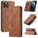 iPhone 13 mini Skin-feel Calfskin Texture Magnetic Dual-Fold Horizontal Flip Leather Case with Holder & Card Slots & Wallet  - Brown