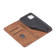 iPhone 13 mini Skin-feel Calfskin Texture Magnetic Dual-Fold Horizontal Flip Leather Case with Holder & Card Slots & Wallet  - Brown