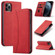 iPhone 13 mini Skin-feel Calfskin Texture Magnetic Dual-Fold Horizontal Flip Leather Case with Holder & Card Slots & Wallet  - Red