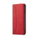 iPhone 13 mini Skin-feel Calfskin Texture Magnetic Dual-Fold Horizontal Flip Leather Case with Holder & Card Slots & Wallet  - Red