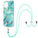 iPhone 13 mini Electroplating Splicing Marble Pattern Dual-side IMD TPU Shockproof Case with Neck Lanyard - Blue
