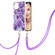 iPhone 13 mini Electroplating Splicing Marble Pattern Dual-side IMD TPU Shockproof Case with Neck Lanyard - Dark Purple