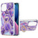 iPhone 13 mini Electroplating Splicing Marble Pattern Dual-side IMD TPU Shockproof Case with Ring Holder - Dark Purple