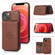 iPhone 13 mini Calf Texture Magnetic Card Bag PU Shockproof Case with Holder & Card Slot  - Coffee