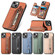 iPhone 13 mini Carbon Fiber Horizontal Flip Zipper Wallet Phone Case - Khaki