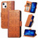 iPhone 13 mini Grid Leather Flip Phone Case  - Brown