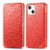 iPhone 13 mini  Blooming Mandala Embossed Pattern Magnetic Horizontal Flip Leather Case with Holder & Card Slots & Wallet - Red
