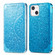 iPhone 13 mini  Blooming Mandala Embossed Pattern Magnetic Horizontal Flip Leather Case with Holder & Card Slots & Wallet - Blue