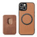 iPhone 13 mini Carbon Fiber Leather Card Magsafe Magnetic Phone Case - Brown
