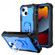 iPhone 13 mini PC + Rubber 3-layers Shockproof Protective Case with Rotating Holder  - Black + Blue