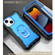 iPhone 13 mini PC + Rubber 3-layers Shockproof Protective Case with Rotating Holder  - Black + Blue