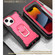 iPhone 13 mini PC + Rubber 3-layers Shockproof Protective Case with Rotating Holder  - Black + Rose Red