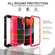 iPhone 13 mini PC + Rubber 3-layers Shockproof Protective Case with Rotating Holder  - Black + Rose Red