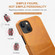 iPhone 13 mini Suteni Calf Texture Back Cover Phone Case with Card Slots  - Khaki