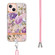 iPhone 13 mini Flowers Series TPU Phone Case with Lanyard  - Purple Peony