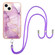 iPhone 13 mini Electroplating Marble Pattern IMD TPU Shockproof Case with Neck Lanyard - Purple 001