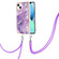 iPhone 13 mini Electroplating Marble Pattern IMD TPU Shockproof Case with Neck Lanyard - Purple 002