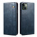 iPhone 13 mini Simple Wax Crazy Horse Texture Horizontal Flip Leather Case with Card Slots & Wallet  - Navy Blue