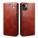 iPhone 13 mini Simple Wax Crazy Horse Texture Horizontal Flip Leather Case with Card Slots & Wallet  - Brown