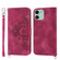 iPhone 13 mini Skin-feel Flowers Embossed Wallet Leather Phone Case - Wine Red