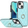 iPhone 13 mini Rhombic PU Leather Phone Case with Ring Holder - Blue