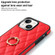 iPhone 13 mini Rhombic PU Leather Phone Case with Ring Holder - Red