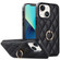 iPhone 13 mini Rhombic PU Leather Phone Case with Ring Holder - Black