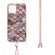 iPhone 13 mini Electroplating Pattern IMD TPU Shockproof Case with Neck Lanyard  - Pink Scales