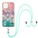 iPhone 13 mini Electroplating Pattern IMD TPU Shockproof Case with Neck Lanyard  - Colorful Scales