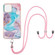 iPhone 13 mini Electroplating Pattern IMD TPU Shockproof Case with Neck Lanyard - Milky Way Blue Marble