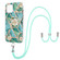 iPhone 13 mini Electroplating Splicing Marble Flower Pattern TPU Shockproof Case with Lanyard  - Blue Flower