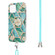 iPhone 13 mini Electroplating Splicing Marble Flower Pattern TPU Shockproof Case with Lanyard  - Blue Flower