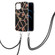 iPhone 13 mini Electroplating Splicing Marble Flower Pattern TPU Shockproof Case with Lanyard  - Black Flower