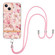 iPhone 13 mini Flowers Series TPU Phone Case with Lanyard  - Pink Gardenia