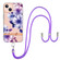 iPhone 13 mini Flowers Series TPU Phone Case with Lanyard  - Purple Begonia