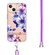iPhone 13 mini Flowers Series TPU Phone Case with Lanyard  - Purple Begonia