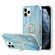 iPhone 13 mini  Four Corners Shocproof Flow Gold Marble IMD Back Cover Case with Metal Rhinestone Ring - Blue